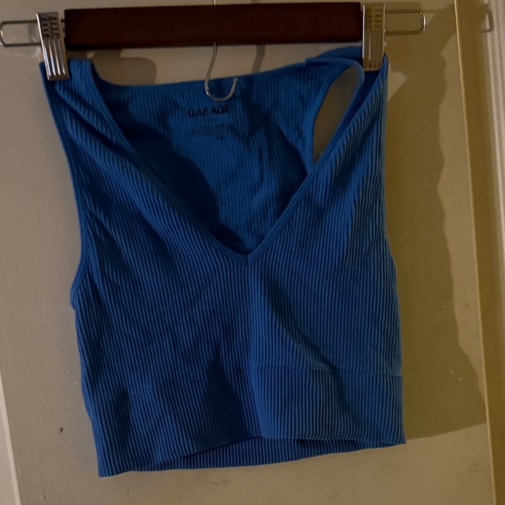 Garage Vibrant Blue Ribbed Crop Top